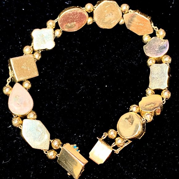 14K yellow gold gemstone sliding Charm bracelet 7" 26.4gm JR7551 - Picture 12 of 12
